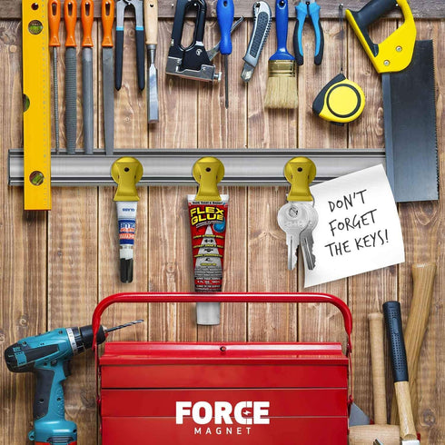 Force Magnet Magnetic Clips Pack of 10, Heavy Duty Super Strength Clips with Anti Scratch Pads (Gold)