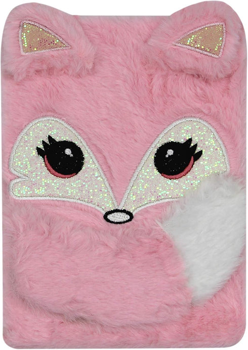 BOLLEY JOSS Lovely Animals Notebook, Kids Plush Diary for Girls Teens, Fuzzy Journal Writing Pad A5 Lined 160 Pages