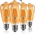 ST64 Dimmable Vintage LED Bulbs, 8W 80 Watt Equivalent, 2300K Warm White, E26 Base, Retro Amber Glass, 4 Pack