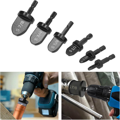 6PCs Swaging Tool Drill Bit Set - Copper Aluminum Pipes Expansion Tube Expander for HVAC Maintenance