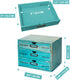 Turquoise 3-Tier Drawer Unit, European Country Style Desk Organizer Box, Wooden Teal Stackable Drawers
