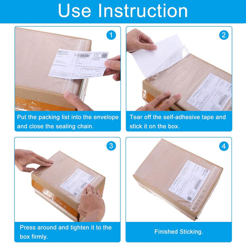 PATIKIL 6.7x10" Clear Packing List Envelope, 100 Pack, Plastic Waterproof, Self-Adhesive Top Loading Pouch