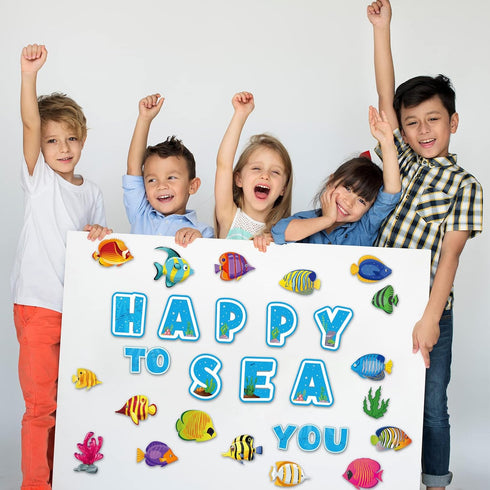 Fish Cutouts Tropical Fish Bulletin Board Decorations for Fishing Ocean Themed Birthday Party Supplies for Kids