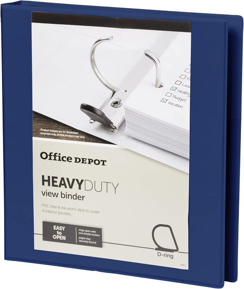 Heavy-Duty View Binders with EZ Comfort D-Ring, 1 Inch, Navy Blue Color