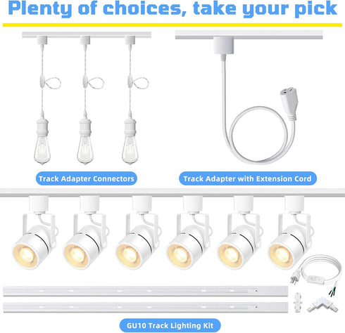 4-Pack 3-Wire White H-Type Track Light Adapter Connector Universal LED Track Lighting Adapter for H-Track System, Easy
