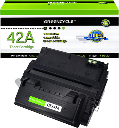 greencycle 1 PK Compatible Black Toner Cartridge Replacement for HP Q5942A Q5942, 10,000 Pages