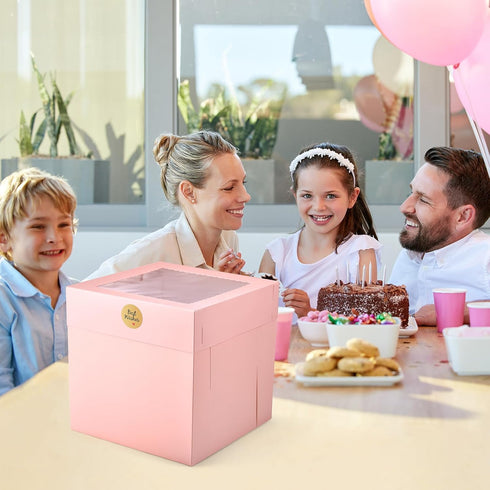 12Pcs Cake Boxes, 12x12x12 Inches Tall Disposable Cake Carrier Container with Window for Multi-Layer Cakes