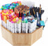 walowalo Bamboo Rotating Art Supply Organizer, Holds 800+ Pencils, Spinning Crayon Marker Pen Holder for Desk, Office,