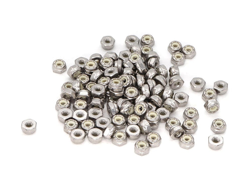 binifiMux 100pcs 6-32 304 Stainless Steel Nylon Inserted Lock Nut, #6 Nylon Lock Nuts for 3D Printer, Models