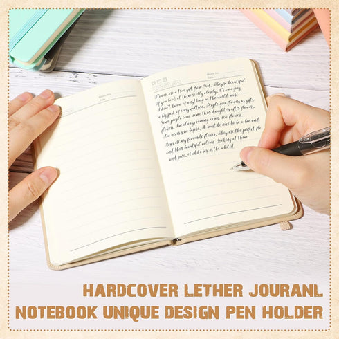 Estune Tree Small Notebooks | Leather Lined Pocket Notebooks with Pen Holder | A6 | 40 Pcs