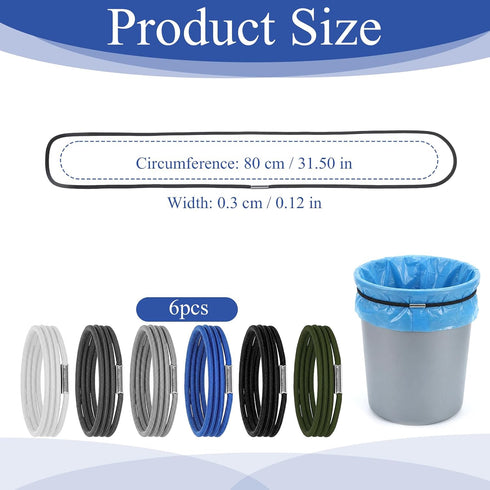 Macuezu 6 13 32 6 PCS Garbage Can Bands, High Elastic Trash Can Bag Holder Straps Fit to Gallon Cans, Nylon Garbage Can