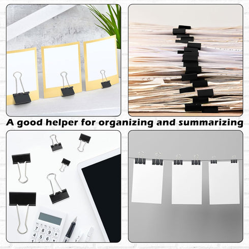 Yexiya 640 Pcs Assorted Sizes Binder Clips, Black Metal Paper Clamps for School and Office Supplies