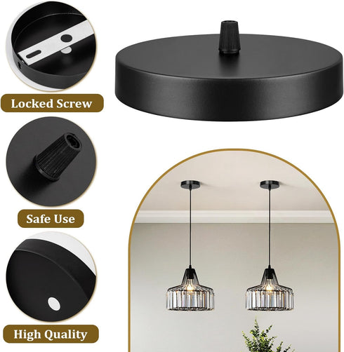 2 8cm) PCS Ceiling Canopy Kit for Chandelier, Pendant Light Cover Plate for Lighting Fixtures (Black