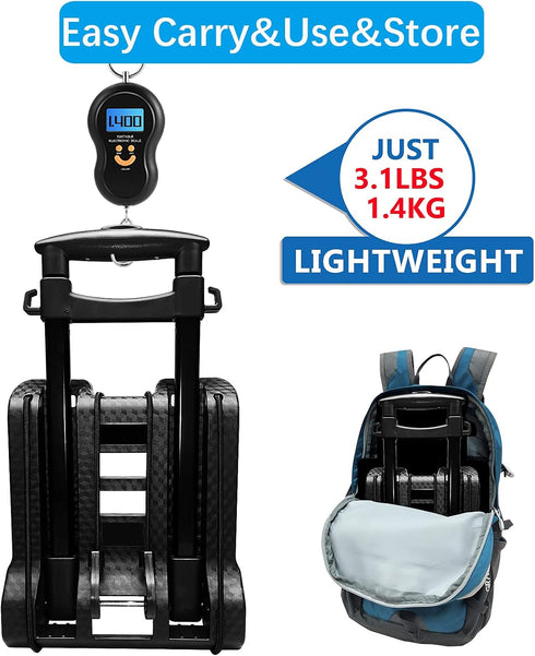 50kg/110lbs 2 Use(BY07-Black) Portable Folding Hand Truck Lightweight Trolley Compact Utility Cart with Heavy Duty