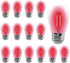 S14 LED Light Bulb 2W Red Outdoor Replacement Bulbs, Shatterproof Waterproof, E26 E27 Base, 15-Pack