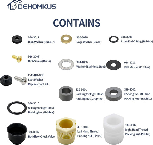 630-7755 Wall Hydrant Repair Kit Compatible with Mansfield 300 400 500 Series Wall Hydrants.