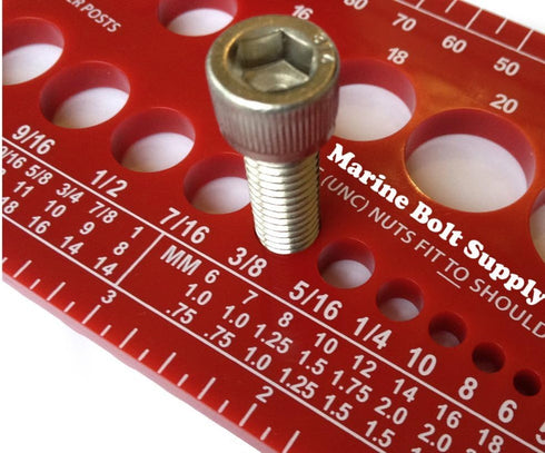 Nut, Bolt & Screw Gauge, Standard & Metric Coarse & Fine Diameter, Length & Thread Pitch