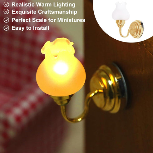ANosteie 1: 12 Dollhouse Lights Scale Vintage Wall Sconces Dollhouse Lighting Tulips Shape Metal Wall Lamp for DIY