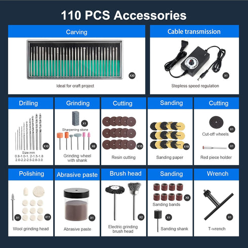 Resin Polishing Kit, Winartton Rotary Tool Kit for Resin Molding, Manicure, Wooden DIY Crafts, Electric Resin Drill