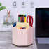 Desk Pencil Pen Holder, Rotating Pen Organizers 360-Degree 5 Grid Pen Holder for Desktop Storage Stationery Supplies Organizer, Home, Office, School, Kids, Peach Pink by Siveit