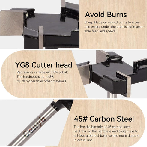 Spoilboard 4 1/4" 2" 1/2" 1/2" CNC Surfacing Slab Flattening Router Bit, Teeth, Shank, Cutting Diameter, Cutting Depth