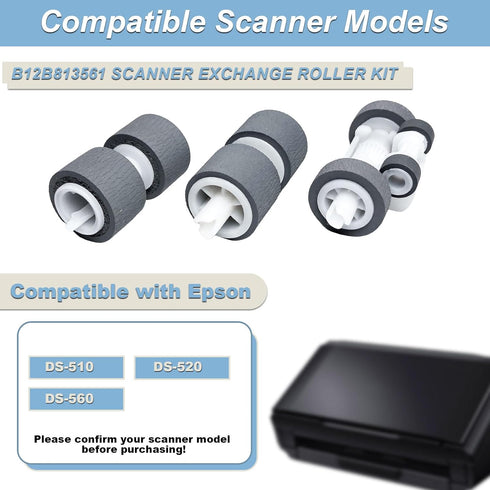 YJMKOI B12B813561 DS-510 DS-520 DS-560 Upgraded Scanner Exchange Roller Kit, Feed Roller Kit Compatible with Epson