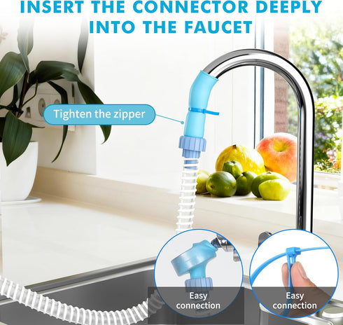 5FT 3" Slip-On Tub Hose - Flexible Faucet Sprayer Attachment for Cleaning & Pet Care - No Installation - Fits Faucets