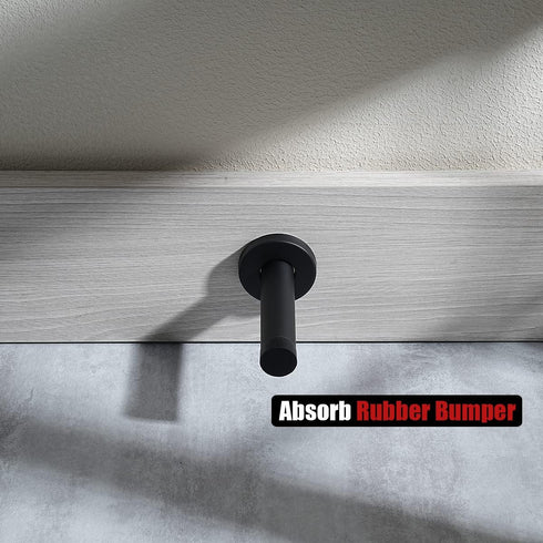 JQK Door Stopper Black, 304 Stainless Steel Sound Dampening Door Stop Bumper Protector, 2 Pack