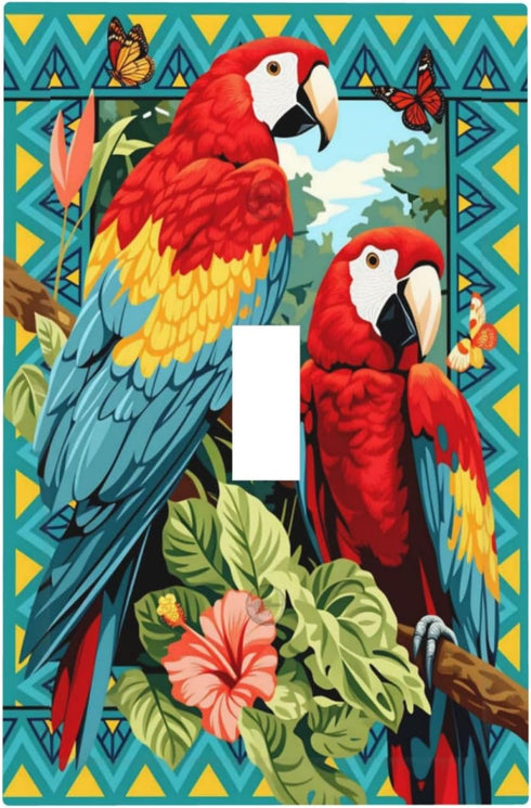 HTSAHKV Parrot Bird Wall Plate Light Switch Cover Single Gang Outlet Faceplate Print