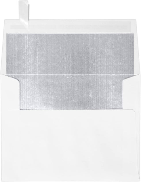 LUXPaper A2 Foil Lined Invitation Envelopes | Peel & Press | 4 3/8" x 5 3/4" | White w/Silver LUX Lining | 70lb. Text | 50 Qty by LUXPaper