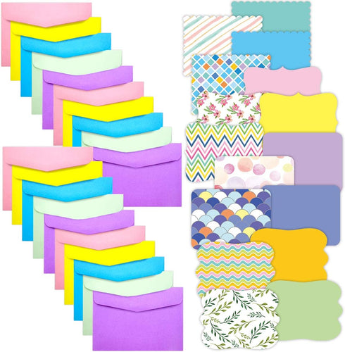 Fancy Land 40 Single Panel Blank Cards with Envelopes, Bright Pattern Watercolor Colorful Greeting Note Cards