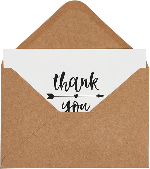 Generic Set, (Pack 24) Thank You Notes with Brown Kraft Envelopes, Thank You Cards Blank Inside, Handwritten Style