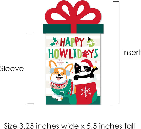 Set 8 Big Dot of Happiness Christmas Pets - Cats and Dogs Holiday Party Money and Gift Card Sleeves - Nifty Gifty Card