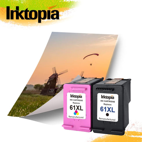 Inktopia Remanufactured HP 61XL Ink Cartridges High Yield (1 Black 1 Tricolor) for HP Envy 4500, Deskjet 1000,