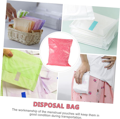 100pcs Packaging Gogogmee Pink Menstrual Bags Self Sealing Sanitary Pouches for Women Disposal Bags Strong Adhesive