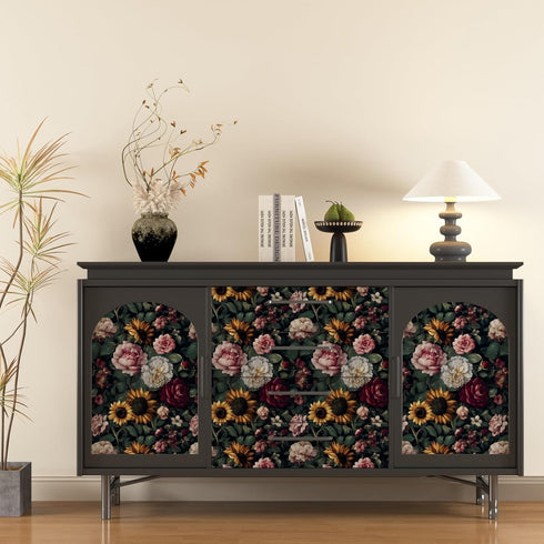 17.5In 118In Dark Green Floral Wallpaper Peel and Stick, Vintage Botanical Wallpapers Self-Adhesive Contact Paper