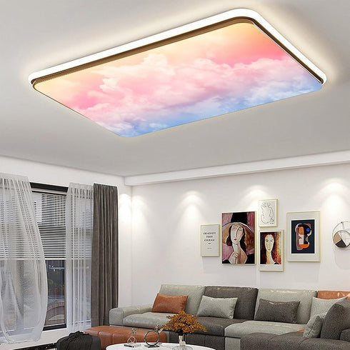 Sunnyhut 2 Pack School,4 2 Fluorescent Light Cover for Ceiling Light - Colorful Clouds Magnetic Light Covers Classroom