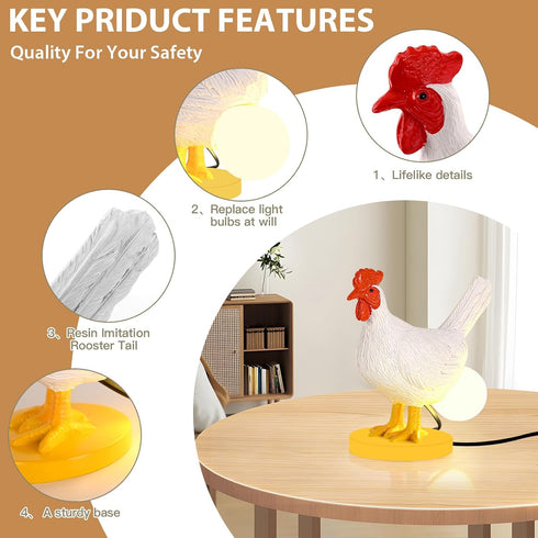 Bulb, 3D Chicken Egg Lamp, Funny Chicken Butt Night Light with Egg, Lifelike Rooster Lamp with Chicken Lights