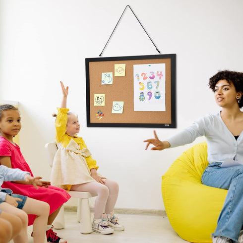 VEVOR Cork Board for Walls, Double-Sided 24'' x 18'' Bulletin Board with Framed for Office Home