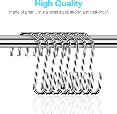 30PCS S Hooks, Premium Stainless Steel S Hooks for Hanging Kitchenware, Professional S Shaped Hooks for Pots and Pans