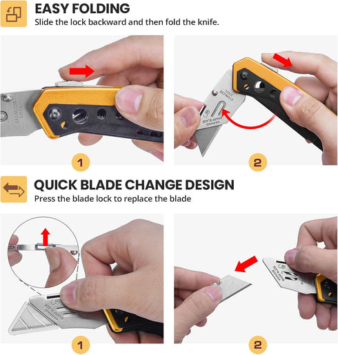 KAMBOLLY 6 1 5 Folding Utility Knife, Box Cutter Knife, Razor Work Knives, in Utility Knives Multitool with Razor