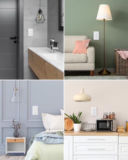 DEWENWILS 4 Pack Metal Outlet Covers, Classic White Finish Light Switch Cover Plates for Electrical Outlets