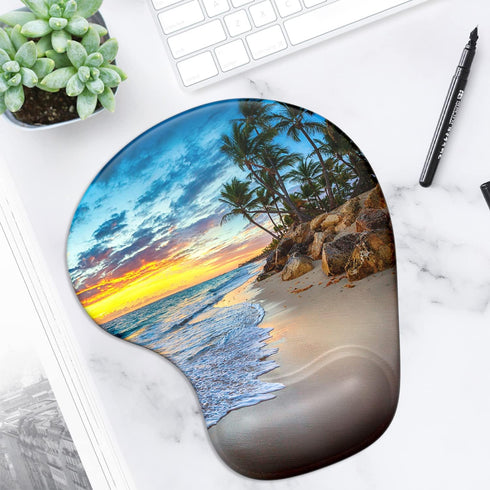 ITNRSIIET 9.5 8 inches, Ergonomic Mouse Pad with Gel Wrist Support Wrist Rest Smooth Surface Non-Slip PU Base
