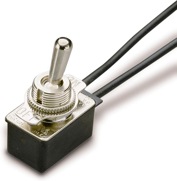 Gardner Bender GSW-18 Heavy-Duty Electrical Toggle Switch, SPST, ON-OFF, 8 A/125 V, 6 inch Wire Terminal, Silver