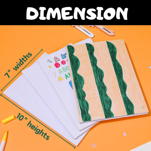 Hardcover Books for Kids to Write Stories, 7 x 10 Inch Unlined Journals, 3 Pack, 18 Sheets/36 Pages Each