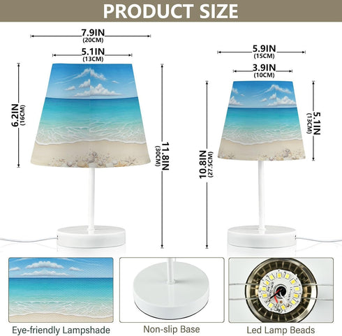 Dimmable ALAZA Beach Shells Table Lamp for Bedroom Desk lamp Bedside Night Lamp with USB Port,Small Lamps with Fabric