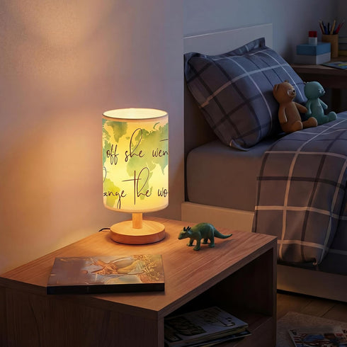 Glooglitter 3 Dimmable 9.72 Inch Maps Table Lamps Bedroom Lamps Gifts and Off She Went to Change The World Colors