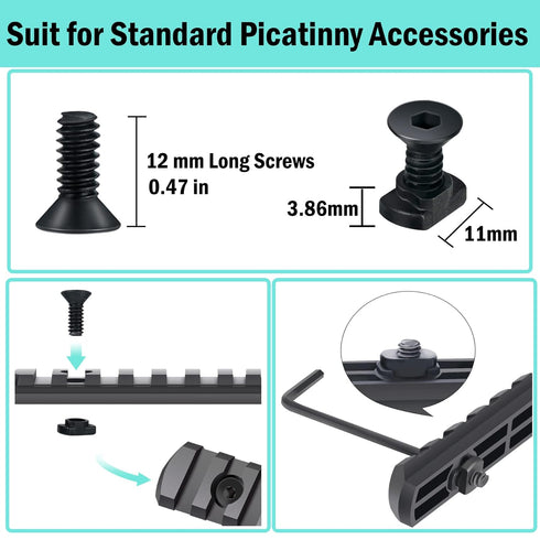16 Pack M5 T-Nut Screw Replacement Sets with Thread Locking Screws, Wrench, and Nuts for Standard Rail Systems