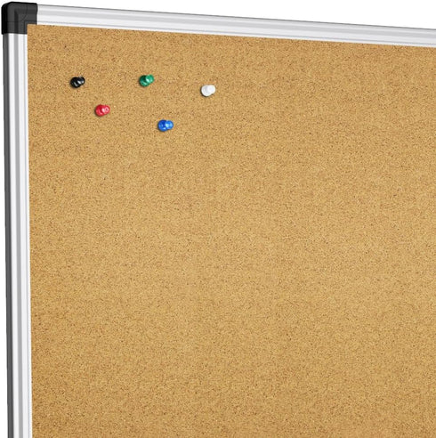 XBoard 24 x 18 Inch Wall-Mounted Office Cork Board with Aluminum Frame