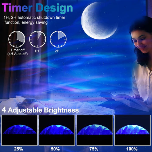 Cadrim Star Projector with Bluetooth Speaker Remote, Galaxy Projector Northern Lights Aurora Projector with Moon Star
